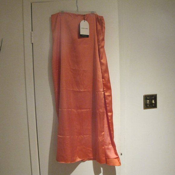 House of CB - Mistress Rocks Coral High Split Maxi Skirt with Beaded Corset - Picture 9 of 11